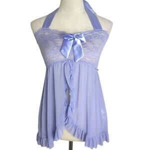 Y2k Coquette Soft Girl Lace Sheer Top/Lingerie Size Large